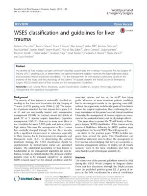WSES Classification and Guidelines for Liver Trauma Federico Coccolini1*, Fausto Catena2, Ernest E