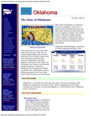 The State of Oklahoma - an Introduction to the Sooner State from NETSTATE.COM