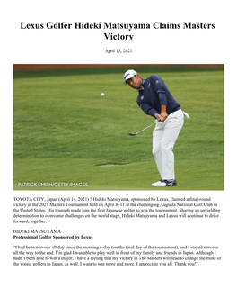 Lexus Golfer Hideki Matsuyama Claims Masters Victory