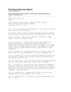 Post Storm Hurricane Report Issued by NWS Miami, FL