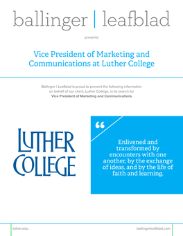 Vice President of Marketing and Communications at Luther College