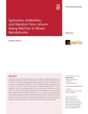 Spinozism, Kabbalism, and Idealism from Johann Georg Wachter to Moses