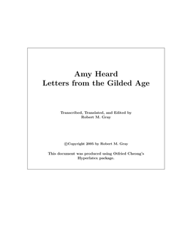 Amy Heard Letters from the Gilded Age