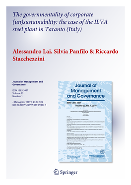 Sustainability: the Case of the ILVA Steel Plant in Taranto (Italy)