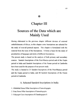 Chapter III Sources of the Data Which Are Mainly Used