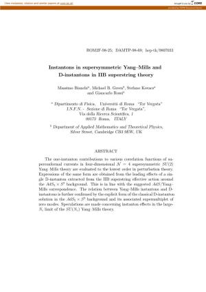 Instantons in Supersymmetric Yang–Mills and D-Instantons in IIB Superstring Theory