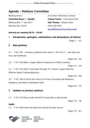 (Public Pack)Agenda Document for Petitions Committee, 11/07/2017 09:00