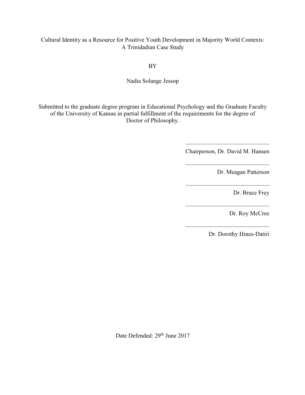 Cultural Identity As a Resource for Positive Youth Development in Majority World Contexts: a Trinidadian Case Study