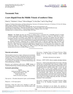 Taxonomic Note a New Diapsid from the Middle Triassic Of