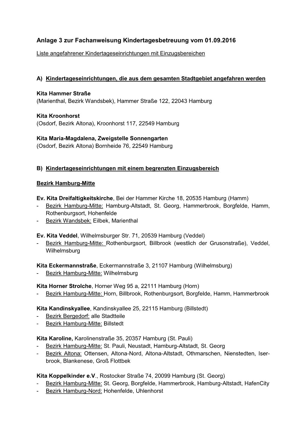 Anlage 3 Zur Fachanweisung Kindertagesbetreuung Vom 01.09.2016