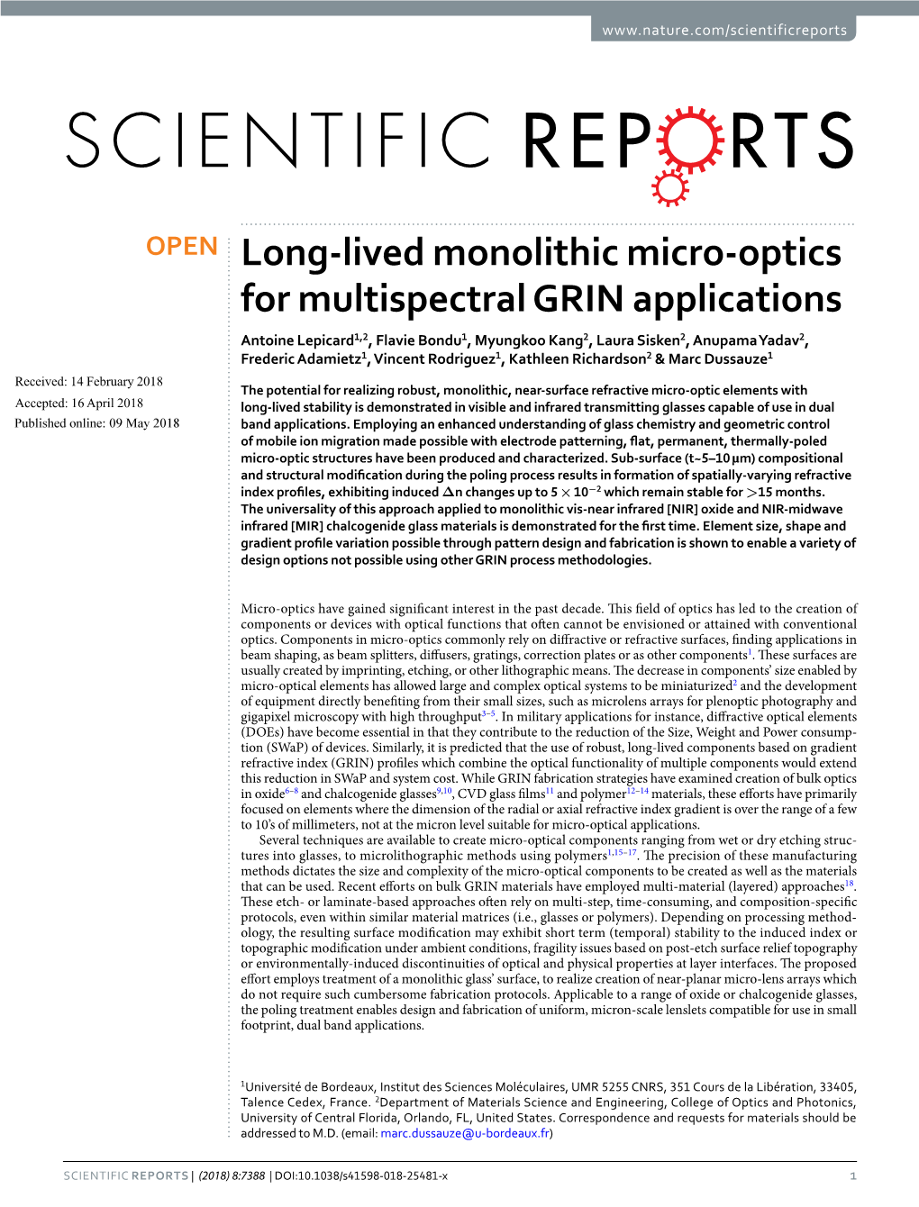 Long-Lived Monolithic Micro-Optics for Multispectral GRIN Applications