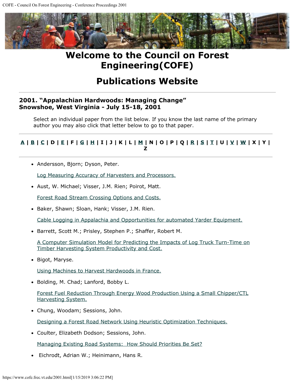 COFE - Council on Forest Engineering - Conference Proceedings 2001