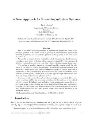 A New Approach for Examining Q-Steiner Systems