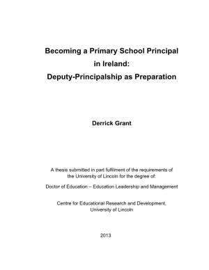 Becoming a Primary School Principal in Ireland: Deputy-Principalship As Preparation
