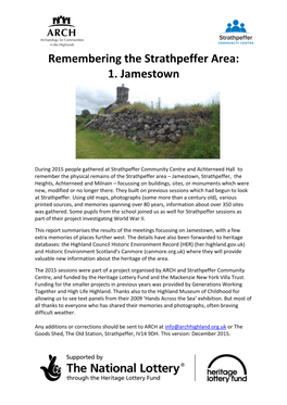 Remembering the Strathpeffer Area: 1. Jamestown