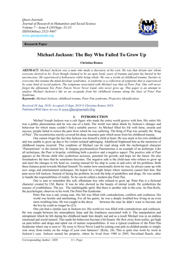 Michael Jackson: the Boy Who Failed to Grow Up