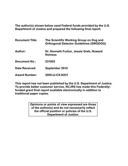 The Scientific Working Group on Dog and Orthogonal Detector Guidelines (SWGDOG)