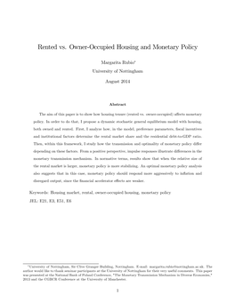 Rented Vs. Owner-Occupied Housing and Monetary Policy
