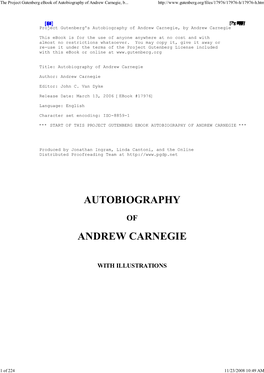 Autobiography of Andrew Carnegie, B