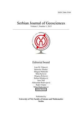 Serbian Journal of Geosciences Volume 1, Number 1, 2015 ______