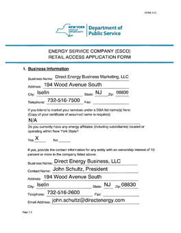 Esco) Retail Access Application Form