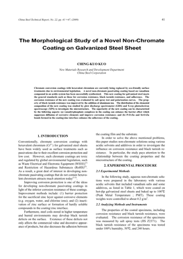 The Morphological Study of a Novel Non-Chromate Coating on Galvanized Steel Sheet
