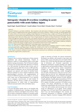 Iatrogenic Vitamin D Overdose Resulting in Acute Pancreatitis with Acute Kidney Injury