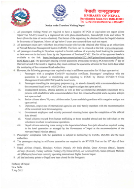 (L\Rthrtqltl EMBASSY of NEPAL Barakhamba Road, New Delhi-Llo00l Tel : 2332736112332921E Fax : 23326E57 Notice to the Travelers Visiting Nepal