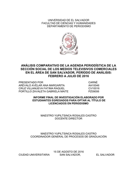 Análisis Comparativo De La Agenda Periodística De La