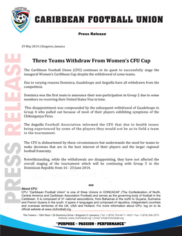 Three Teams Withdraw from Women's CFU Cup