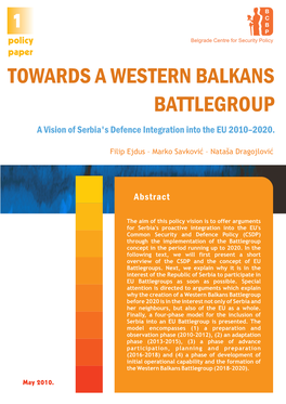 TOWARDS a WESTERN BALKANS BATTLEGROUP Policy Paper