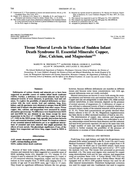 Tissue Mineral Levels in Victims of Sudden Infant Death Syndrome 11