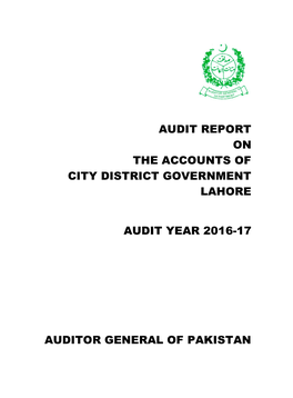 Audit Report on the Accounts of City District Government Lahore Audit