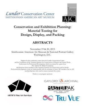 Conservation and Exhibition Planning: Material Testing for Design, Display, and Packing