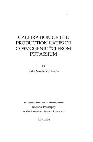 Calibration of the Production Rates of Cosmogenic 36C1 from Potassium