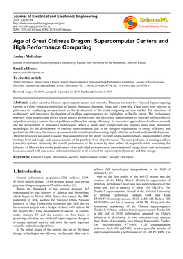Supercomputer Centers and High Performance Computing