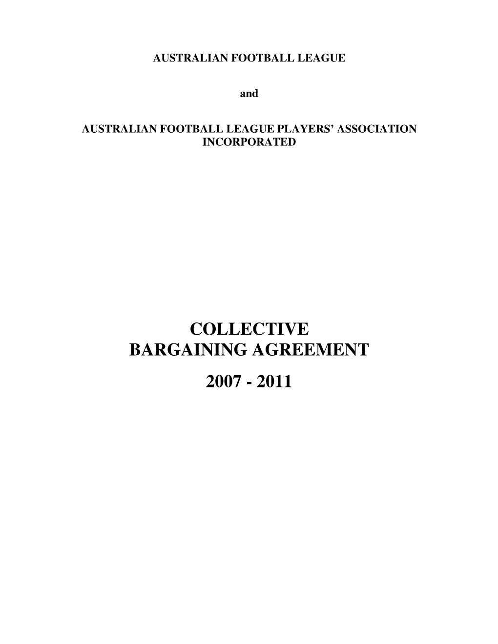 Collective Bargaining Agreement 2007
