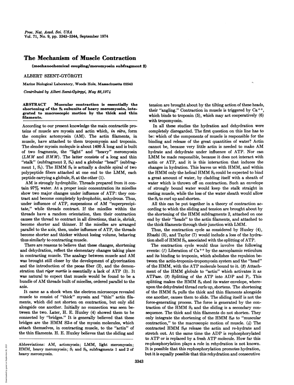 The Mechanism of Muscle Contraction