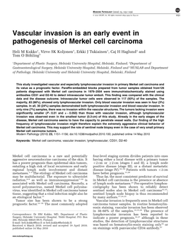 Vascular Invasion Is an Early Event in Pathogenesis of Merkel Cell Carcinoma