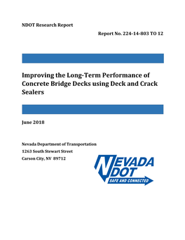 Nevada DOT Research Report 224-14-803 to 12 Improving The