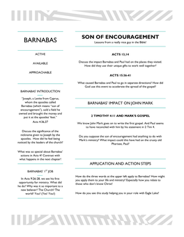 BARNABAS Lessons from a Really Nice Guy in the Bible!