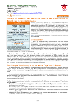 History of Methods and Materials Used in the Construction Of