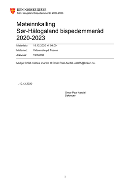 Sør-Hålogaland Bispedømmeråd 2020-2023