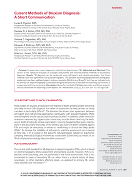 Current Methods of Bruxism Diagnosis: a Short Communication