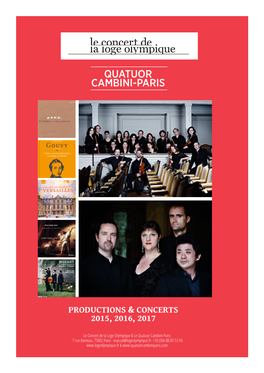 Quatuor Cambini‑Paris Projet De Résidence