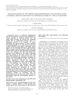 Phylogeography of the Freshwater Raphidophyte Gonyostomum Semen Confirms a Recent Expansion in Northern Europe by a Single Haplotype1