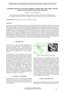 Construction of a Causeway Bridge Across the Lake Urmia and Its Influence on Drying Trend of the Lake