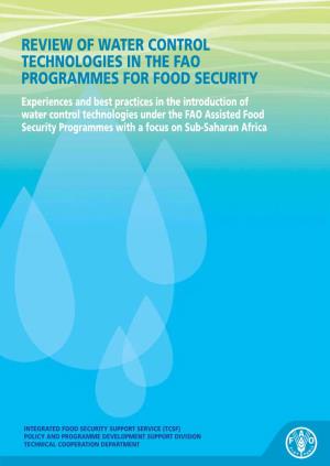 Review of Water Control Technologies in the Fao Programmes for Food Security