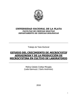 Estudio Del Crecimiento De Microcystis Aeruginosa Y De La Producción De Microcystina En Cultivo De Laboratorio