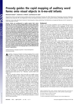 Prosody Guides the Rapid Mapping of Auditory Word Forms Onto Visual Objects in 6-Mo-Old Infants